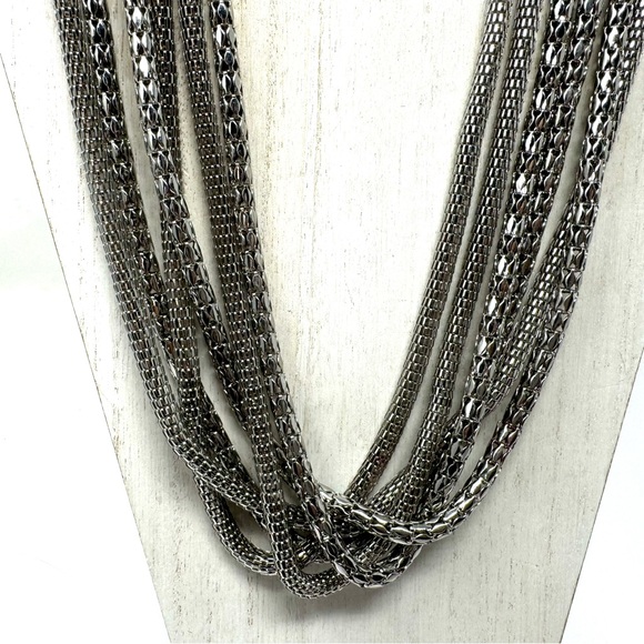 Layered silver tone fashion necklace - Picture 7 of 11